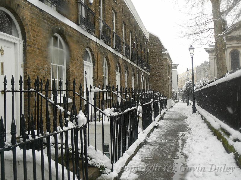 Snow, alleyway beside St Alfege church, Greenwich P1070345.JPG